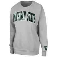 Women's Colosseum Gray Michigan State Spartans Campanile Pullover Sweatshirt