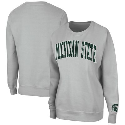 Women's Colosseum Gray Michigan State Spartans Campanile Pullover Sweatshirt