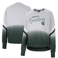 Colosseum Grey Michigan State Spartans Cue Cards Dip-Dye Raglan Sweat-shirt à enfiler pour femme