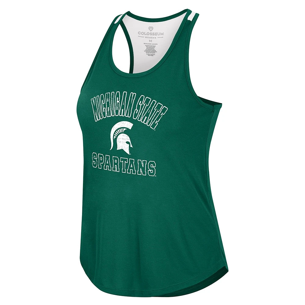 Women's Colosseum Green Michigan State Spartans 10 Days Racerback Scoop Neck Tank Top