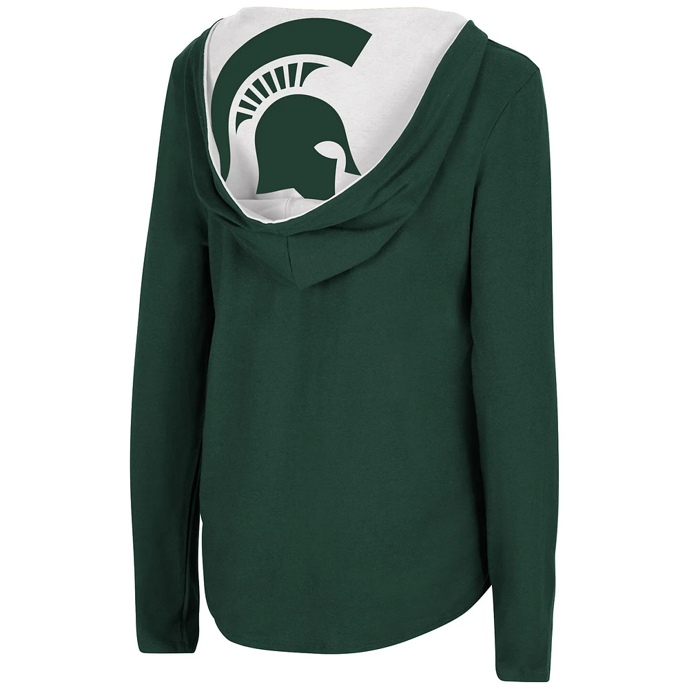 Women's Colosseum Green Michigan State Spartans Catalina Hoodie Long Sleeve T-Shirt