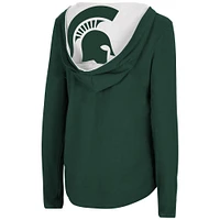 Women's Colosseum Green Michigan State Spartans Catalina Hoodie Long Sleeve T-Shirt