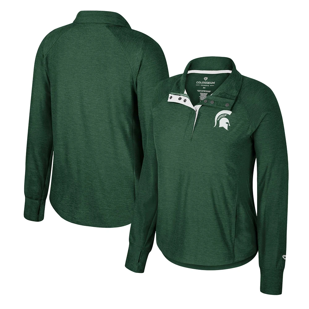 Haut à demi-pression Colosseum vert Michigan State Spartans Cressida Raglan pour femmes