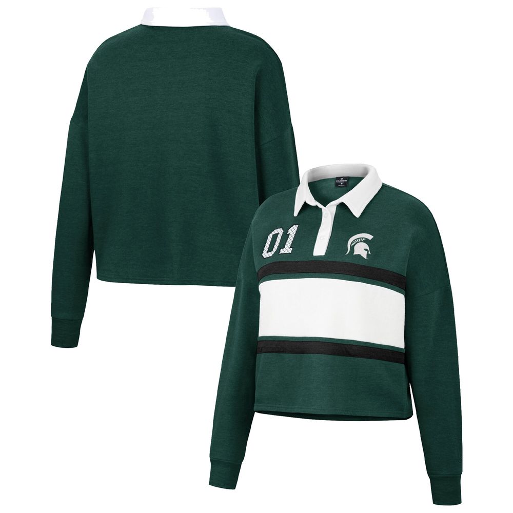 Women's Colosseum Green Michigan State Spartans I Love My Job Rugby Long Sleeve Shirt