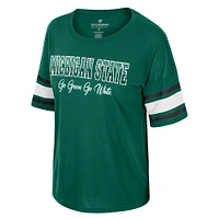 Women's Colosseum Green Michigan State Spartans I'm Gliding Here Rhinestone T-Shirt