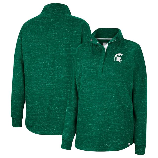 Colosseum Green Michigan State Spartans Natalie Speckled Quarter-Snap Top pour femme