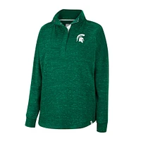Women's Colosseum Green Michigan State Spartans Natalie Speckled Quarter-Snap Top