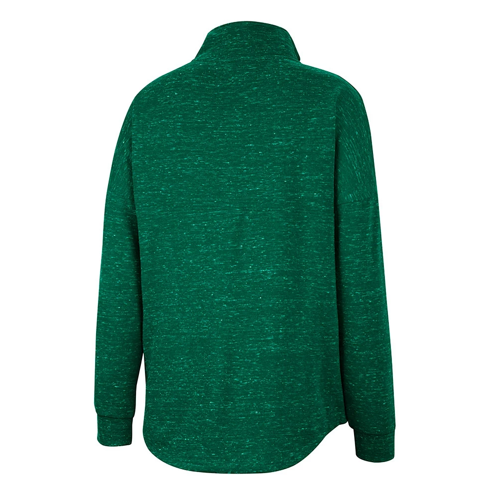 Women's Colosseum Green Michigan State Spartans Natalie Speckled Quarter-Snap Top