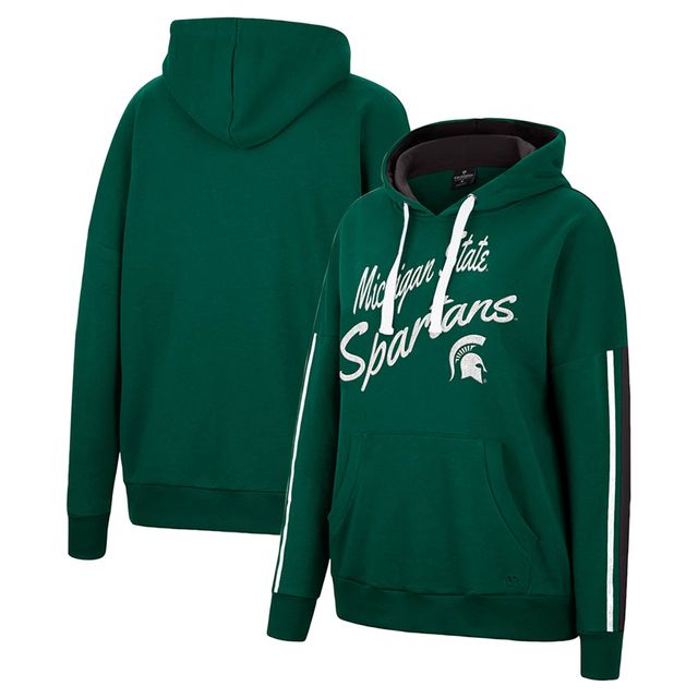 Sweat à capuche manches surdimensionnées et rayures pour femmes Colosseum Green Michigan State Spartans Serena