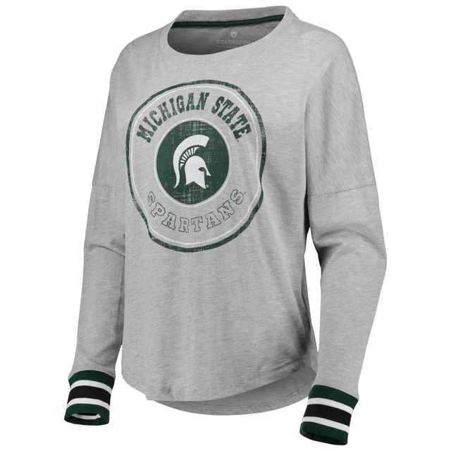 T-shirt Colosseum à manches longues pour femme gris chiné Michigan State Spartans Andy