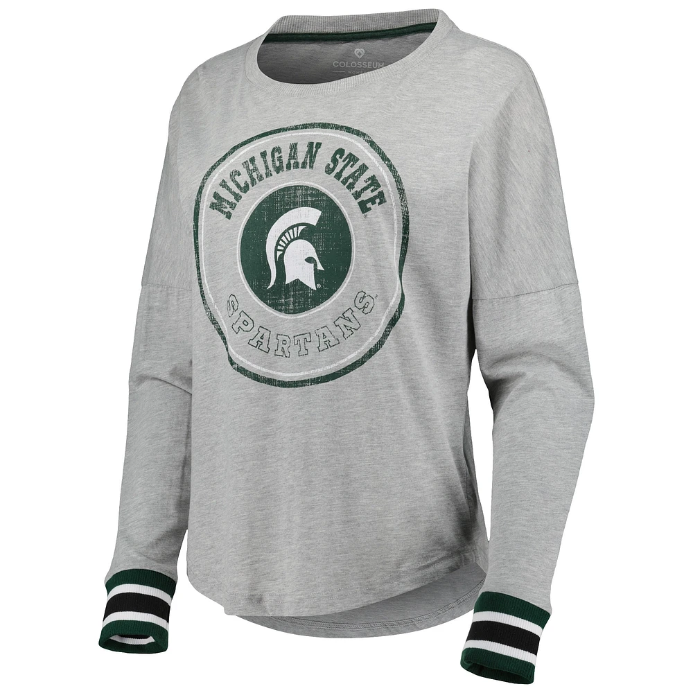Women's Colosseum Heathered Gray Michigan State Spartans Andy Long Sleeve T-Shirt