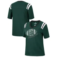 T-shirt à col en V pour femmes Colosseum Heathered Green Michigan State Spartans 15 Min Early Football