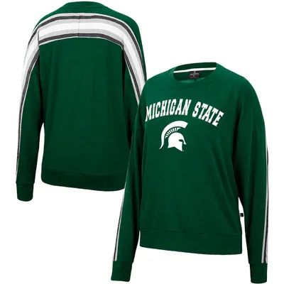 Michigan State Spartans Colosseum Women's Team Oversized Pullover Sweatshirt - Heathered Green