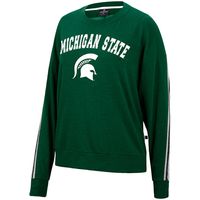 Women's Colosseum Heathered Green Michigan State Spartans Team Oversized Pullover Sweatshirt