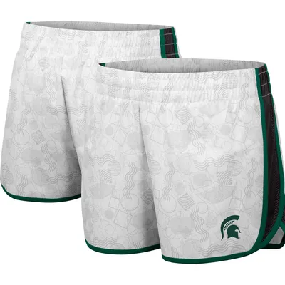 Michigan State Spartans Colosseum Women's The Plastics Geo Print Shorts - White/Black