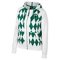 Veste zippée intégrale Dealio Argyle pour femme Colosseum White Michigan State Spartans