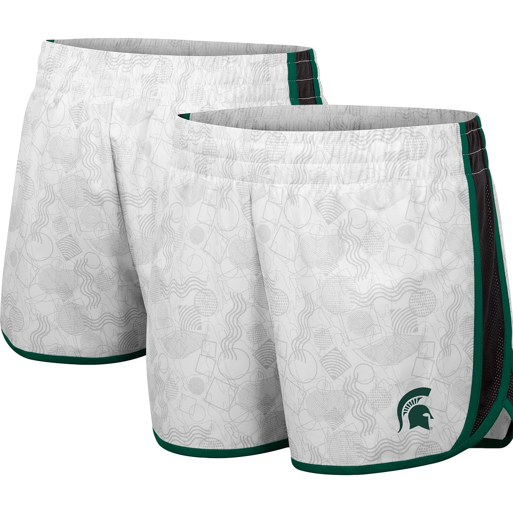 Women's Colosseum White Michigan State Spartans The Plastics Geo Print Shorts