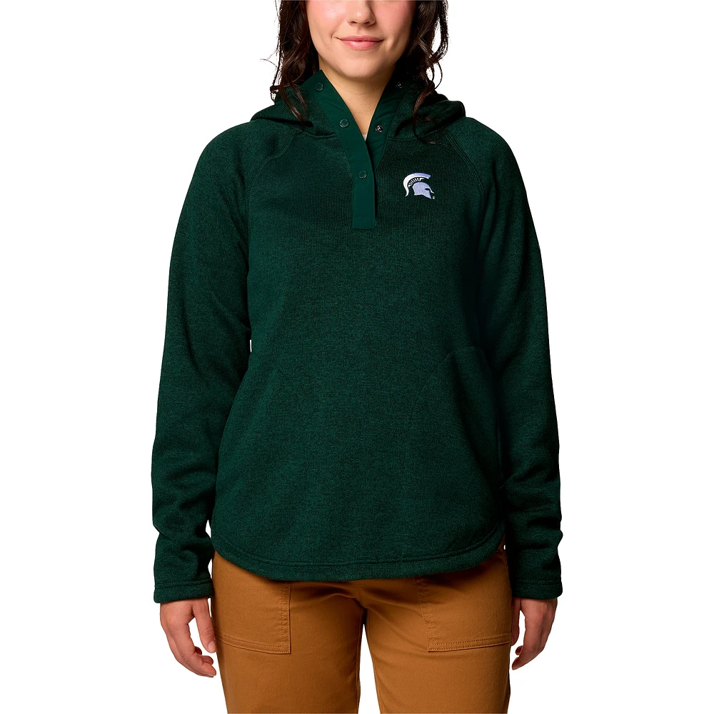 Sweat à capuche doublé en polaire Michigan State Spartans de Columbia Green pour femme