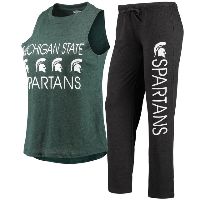 Ensemble de nuit avec débardeur et pantalon Concepts Sport pour femmes, noir/vert, Michigan State Spartans