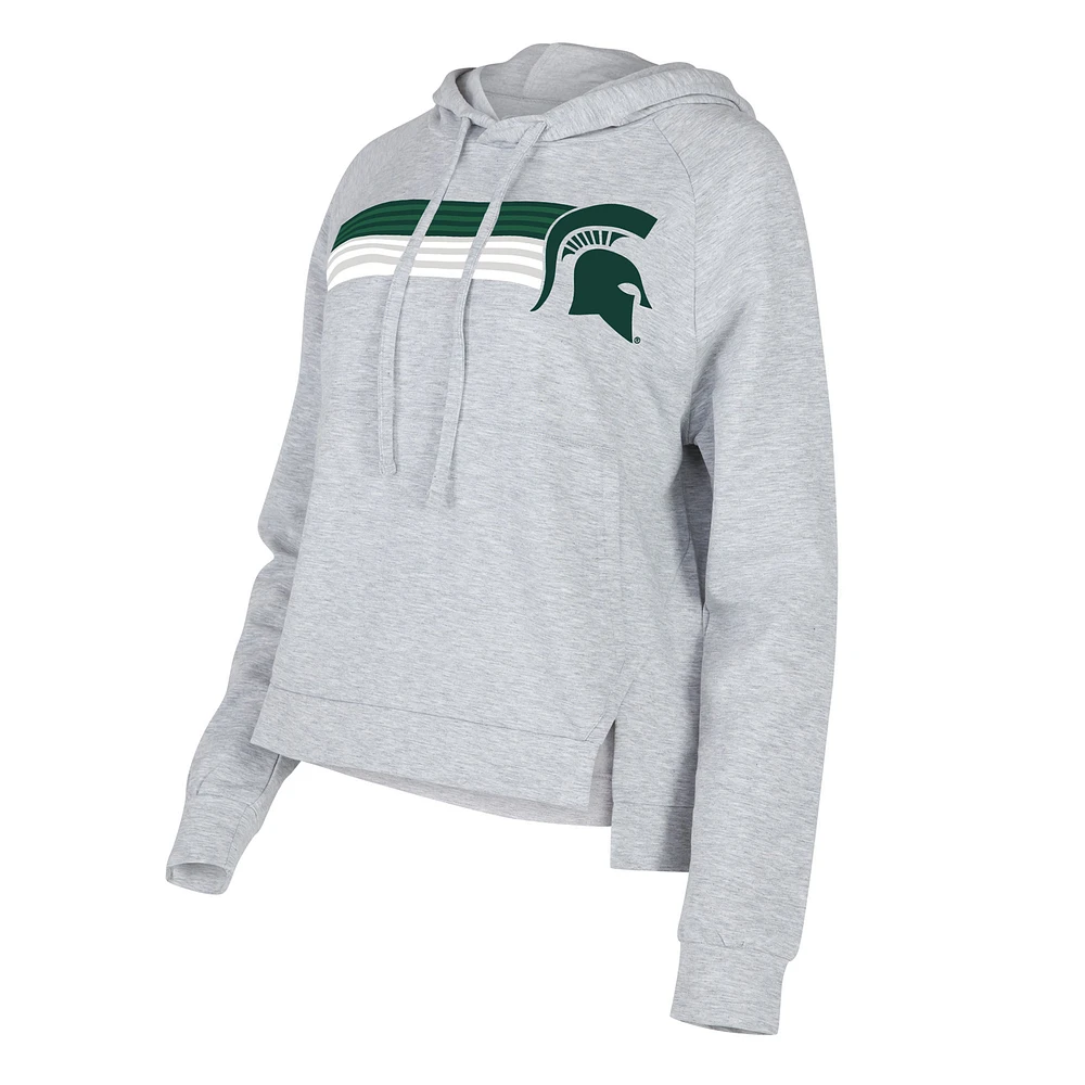 Women's Concepts Sport Gray Michigan State Spartans Cedar Tri-Blend Raglan Pullover Hoodie