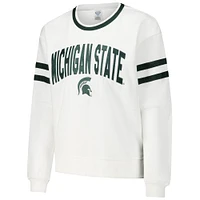 Women's Concepts Sport  White Michigan State Spartans Borough French Terry Arch Over Long Sleeve T-Shirt