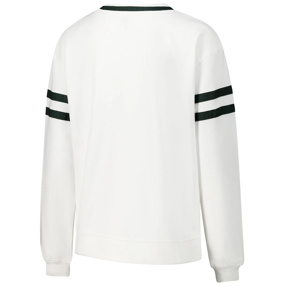 Women's Concepts Sport  White Michigan State Spartans Borough French Terry Arch Over Long Sleeve T-Shirt