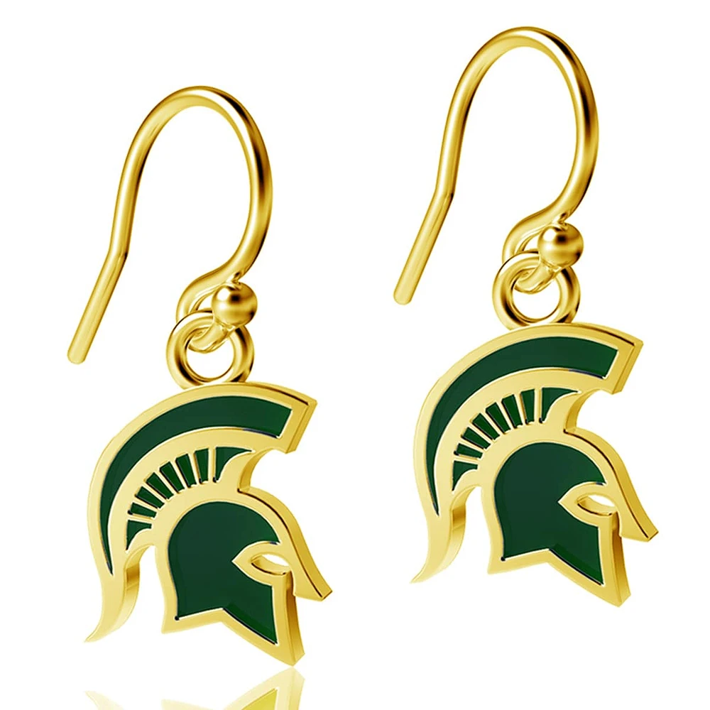 Dayna Designs Boucles d'oreilles pendantes en émail plaqué or Michigan State Spartans pour femme