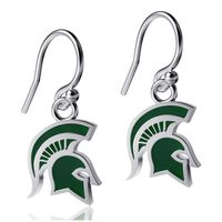 Women's Dayna Designs Michigan State Spartans Silver Enamel Dangle Earrings