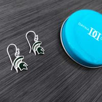 Women's Dayna Designs Michigan State Spartans Silver Enamel Dangle Earrings