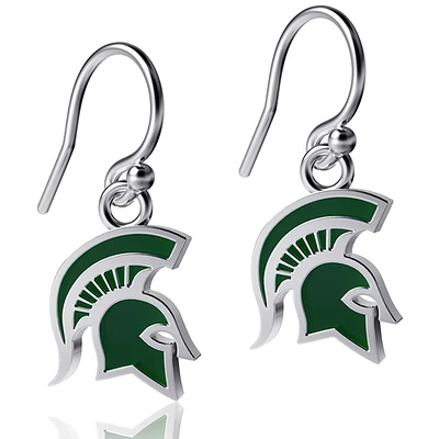 Women's Dayna Designs Michigan State Spartans Silver Enamel Dangle Earrings