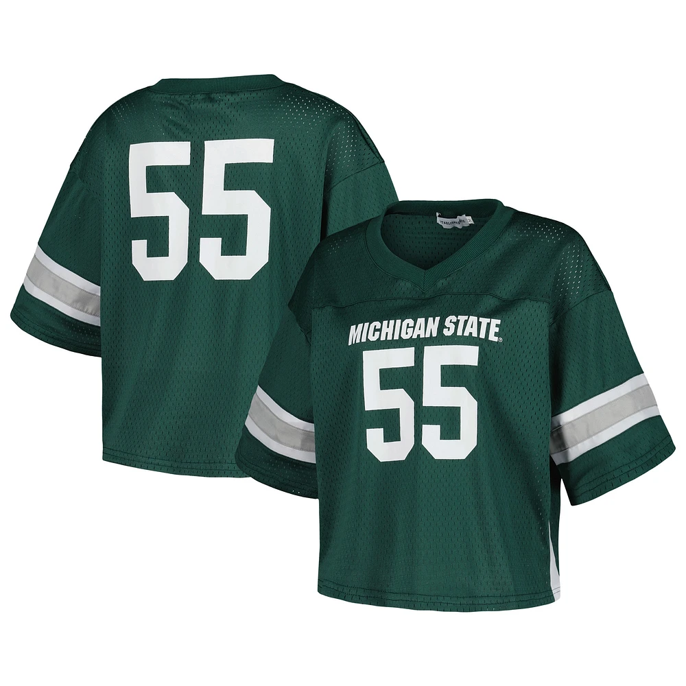 Maillot de football court à la mode des Spartans l'État du Michigan #55 d'established & Co. pour femmes