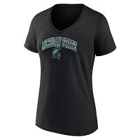 T-shirt à col en V noir pour femmes Fanatics Michigan State Spartans Campus