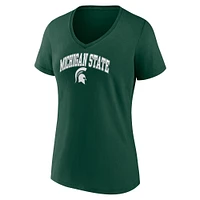 T-shirt col en V vert fanatiques pour femmes Michigan State Spartans Campus