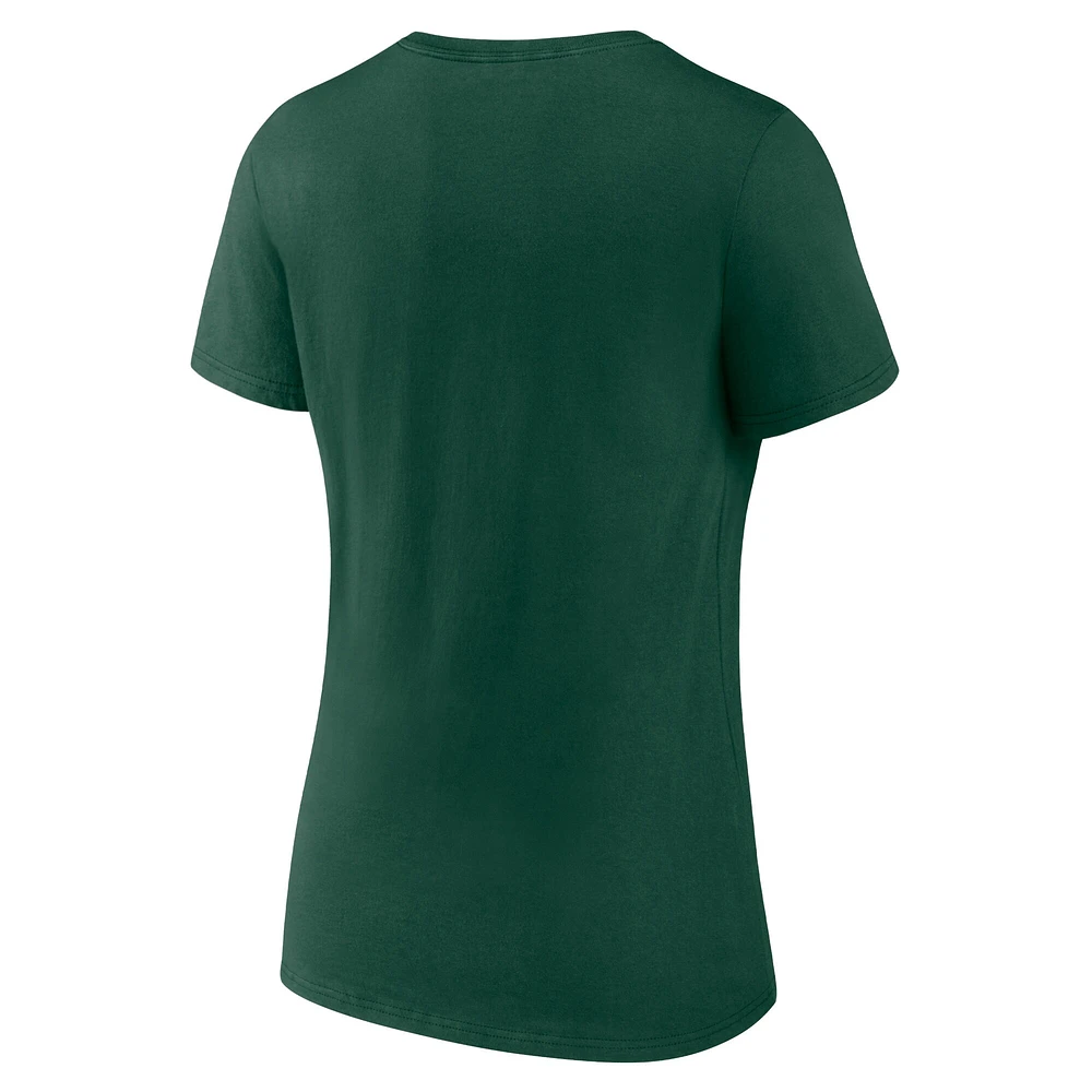 T-shirt col en V vert fanatiques pour femmes Michigan State Spartans Campus