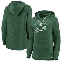 Sweat à capuche vert Fanatics pour femmes Michigan State Spartans Crossneck Faded Script Raglan