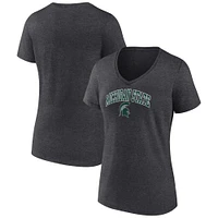 Women's Fanatics Heather Charcoal Michigan State Spartans Campus V-Neck T-Shirt