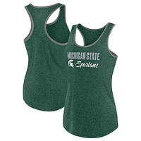 Débardeur à dos nageur Fanatics pour femmes Heather Green Michigan State Spartans Fuel