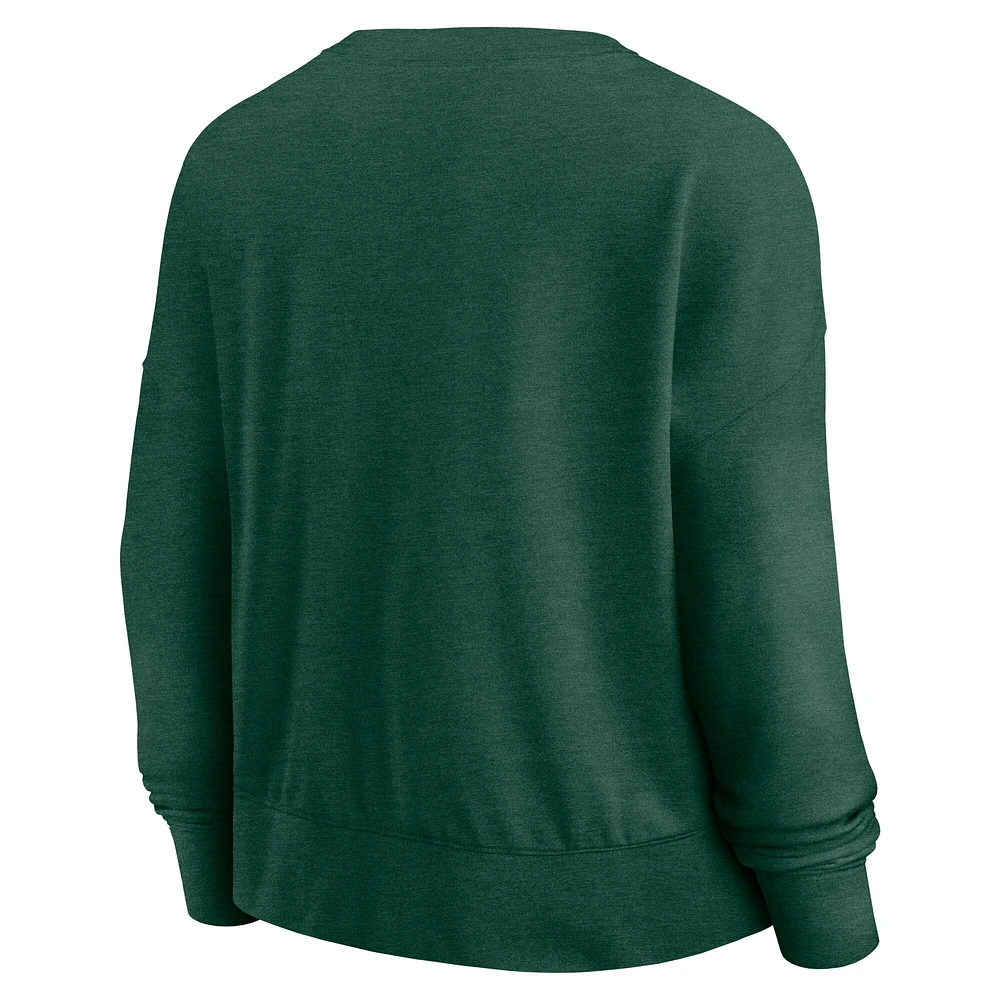 Sweat-shirt Fanatics Heather Green Michigan State Spartans Script pour femmes