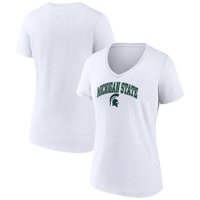 T-shirt à col en V blanc pour femmes Fanatics Michigan State Spartans Campus