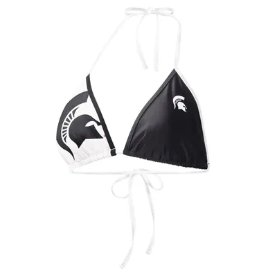 Michigan State Spartans G-III 4Her by Carl Banks Women's Play Action Bikini Top - Black/White