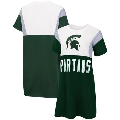 Michigan State Spartans G-III 4Her by Carl Banks Women's 3rd Down Short Sleeve T-Shirt Dress - Green/White
