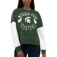 Sweat-shirt G-III 4Her by Carl Banks pour femme, vert/blanc Michigan State Spartans Team Pride Colorblock Pullover