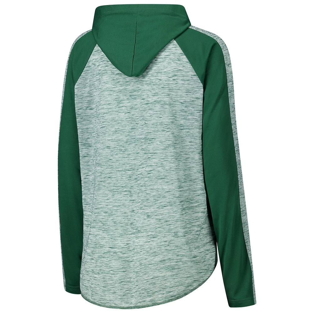 T-shirt à capuche manches longues G-III 4Her pour femme par Carl Banks, Michigan State Spartans, vert, Underdog Bling Raglan