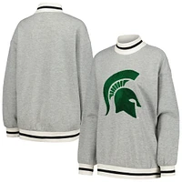 Women's Gameday Couture Ash Michigan State Spartans It To Win Sporty Mock Neck Pullover Sweatshirt