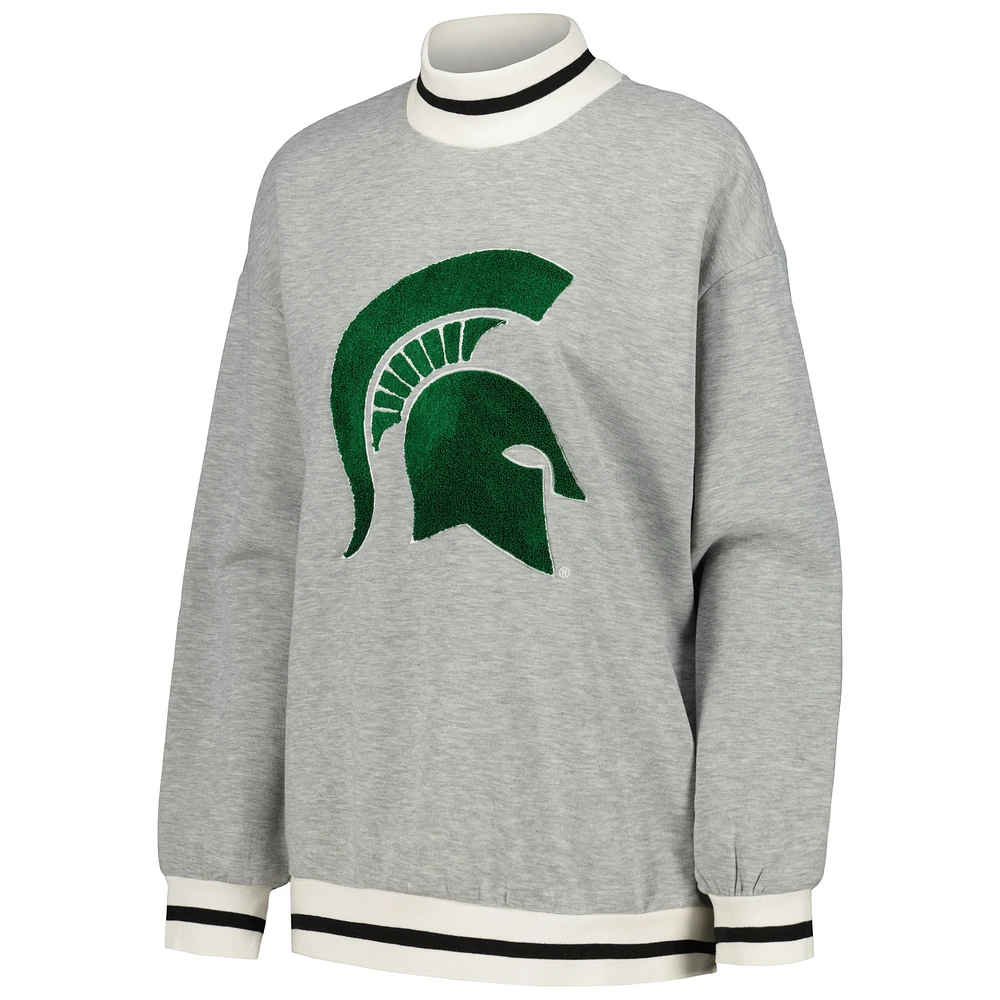 Women's Gameday Couture Ash Michigan State Spartans It To Win Sporty Mock Neck Pullover Sweatshirt