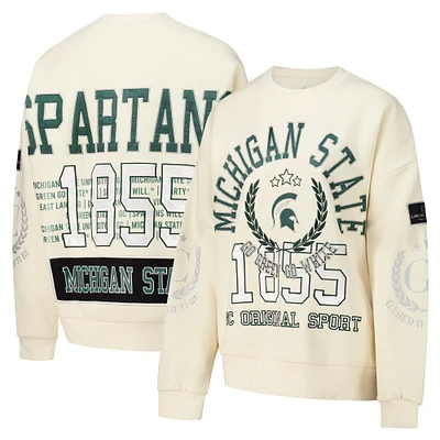 Sweat-shirt à enfiler Slay pour femme Gameday Couture couleur crème des Spartans de l'État du Michigan