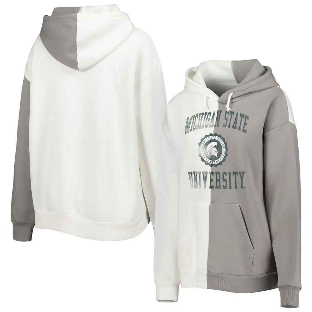 Sweat à capuche fendu pour femme Gameday Couture Michigan State Spartans gris/blanc