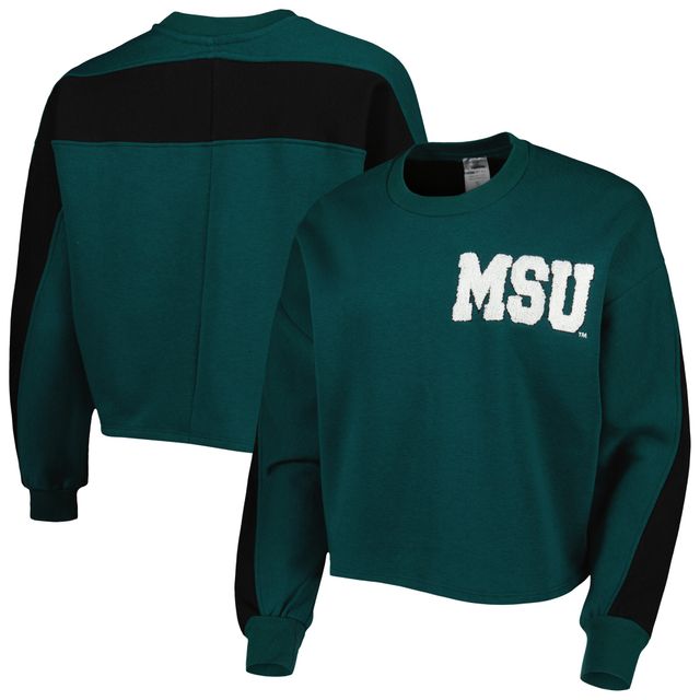 Sweat-shirt vert Gameday Couture pour femmes Michigan State Spartans Back To Reality Colorblock