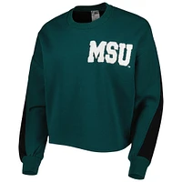 Women's Gameday Couture Green Michigan State Spartans Back To Reality Colorblock Pullover Sweatshirt