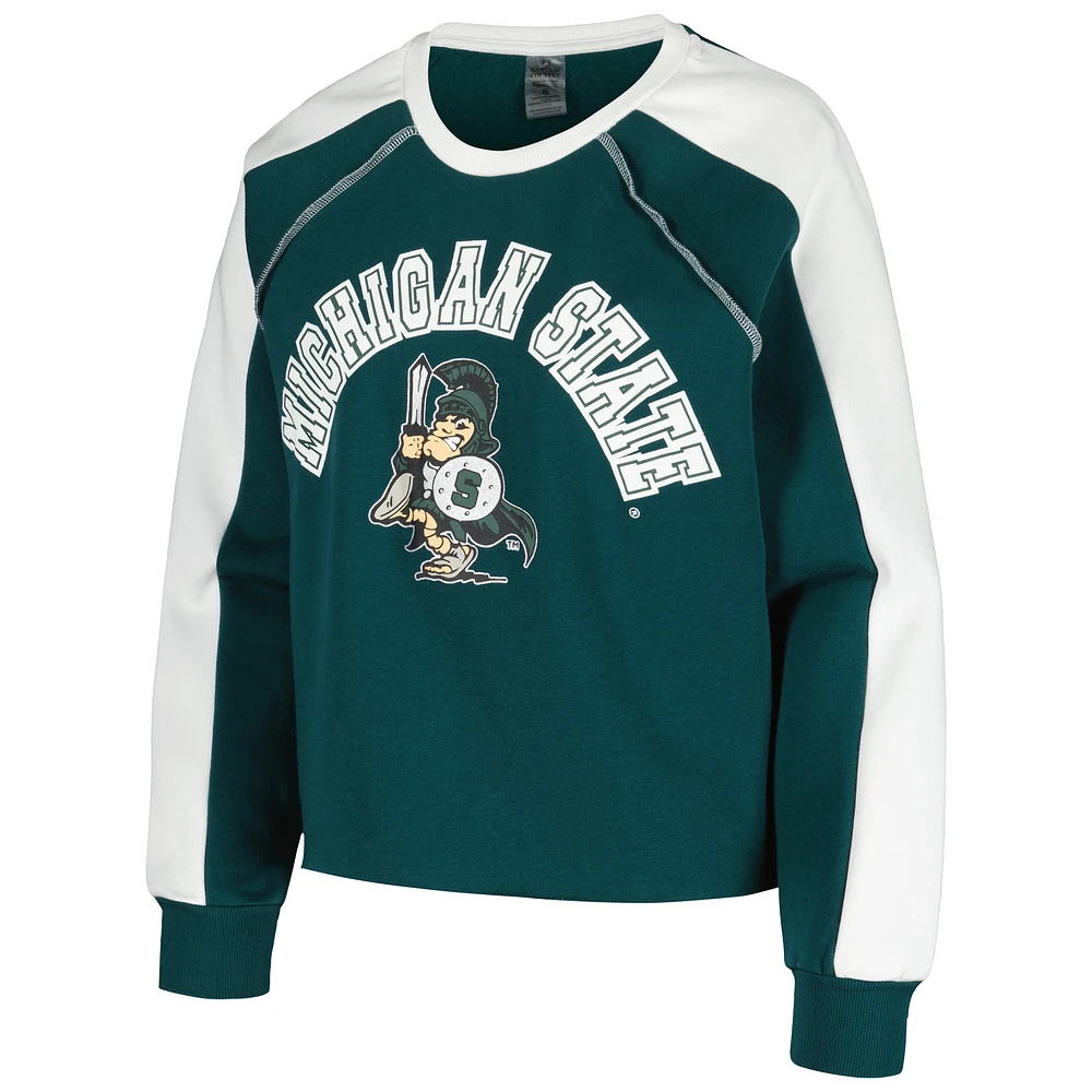 Sweat court raglan Gameday Couture pour femme, vert Michigan State Spartans Blindside